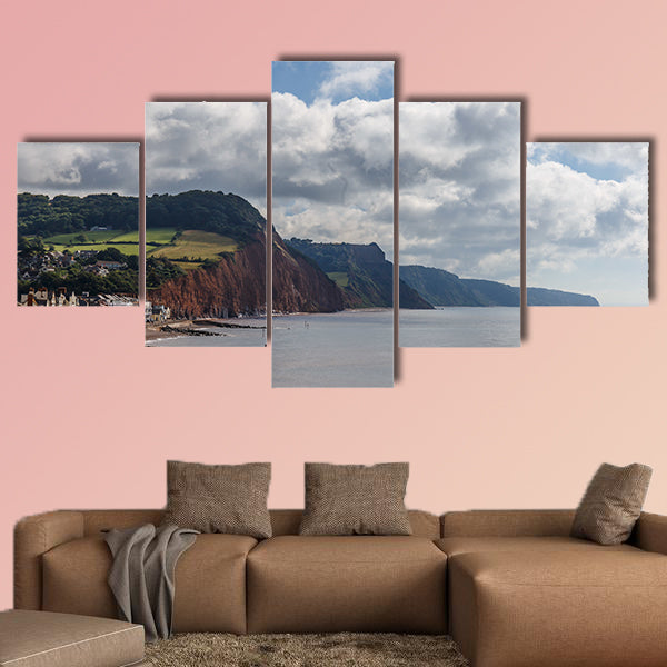 Travelling at Jurassic coast seaside (Devon), UK Multi panel canvas wall art