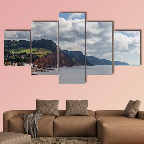 Travelling at Jurassic coast seaside (Devon), UK Multi panel canvas wall art