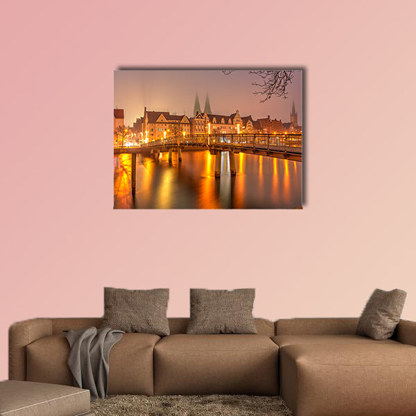 View of the Old Town pier architecture in Lubeck, Germany wall art