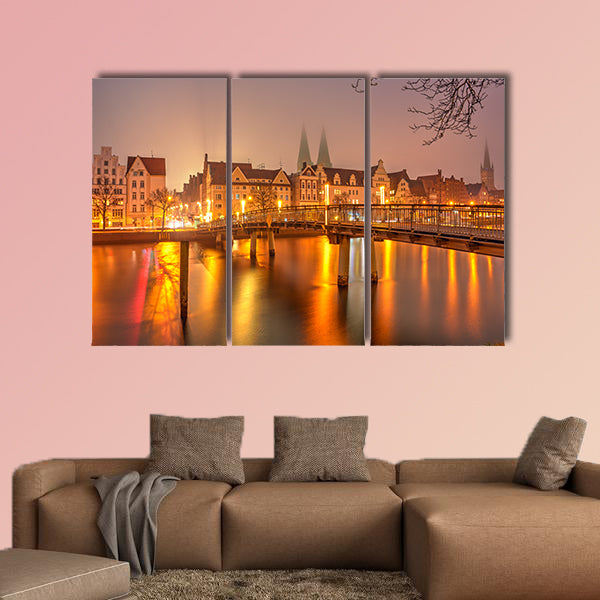View of the Old Town pier architecture in Lubeck, Germany wall art