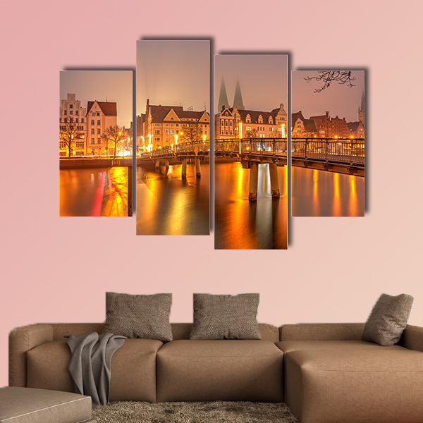 View of the Old Town pier architecture in Lubeck, Germany wall art