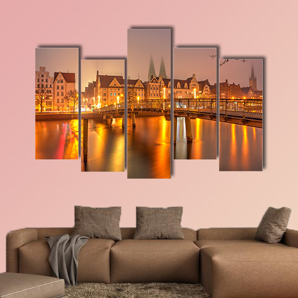 View of the Old Town pier architecture in Lubeck, Germany wall art
