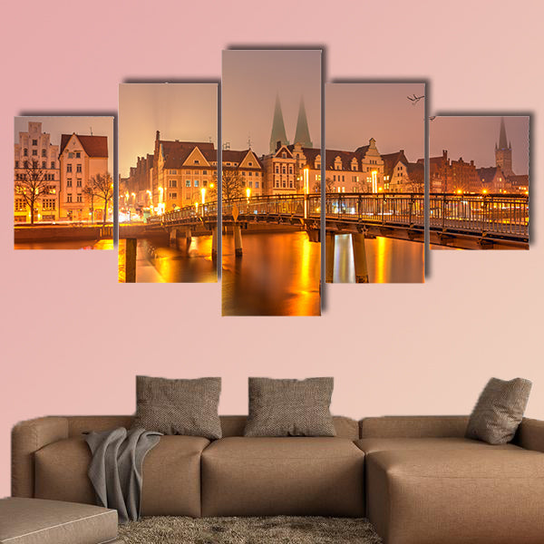 View of the Old Town pier architecture in Lubeck, Germany wall art