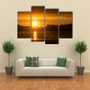 The Reflection Of The Sunlight Over A Lake Along With Clouds Multi Panel Canvas Wall Art