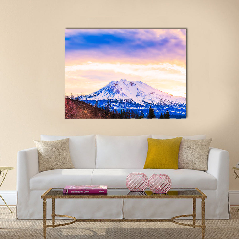 beautiful view of Mt. Shesta when sunset in California, USA multi panel canvas wall art