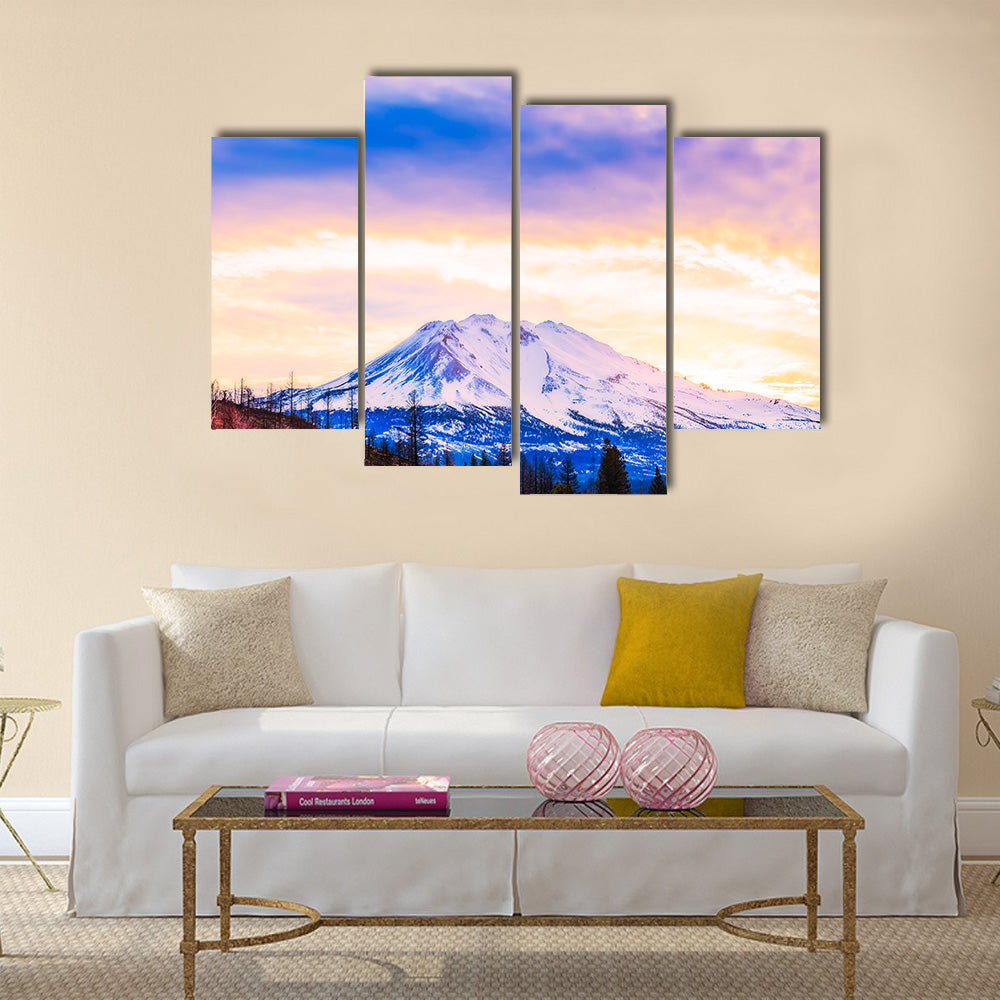 beautiful view of Mt. Shesta when sunset in California, USA multi panel canvas wall art