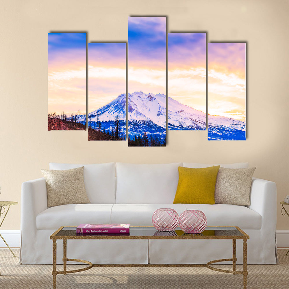 beautiful view of Mt. Shesta when sunset in California, USA multi panel canvas wall art