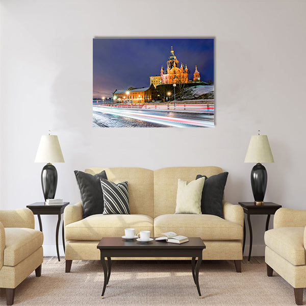 Scenic winter view the Uspenski Orthodox Cathedral Multi panel canvas wall art