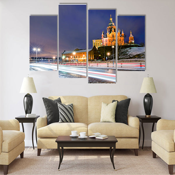 Scenic winter view the Uspenski Orthodox Cathedral Multi panel canvas wall art
