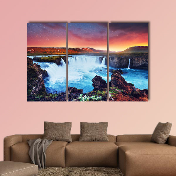 Hodafoss very beautiful Icelandic waterfall multi panel canvas wall art