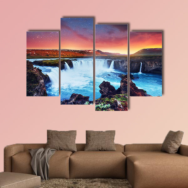 Hodafoss very beautiful Icelandic waterfall multi panel canvas wall art
