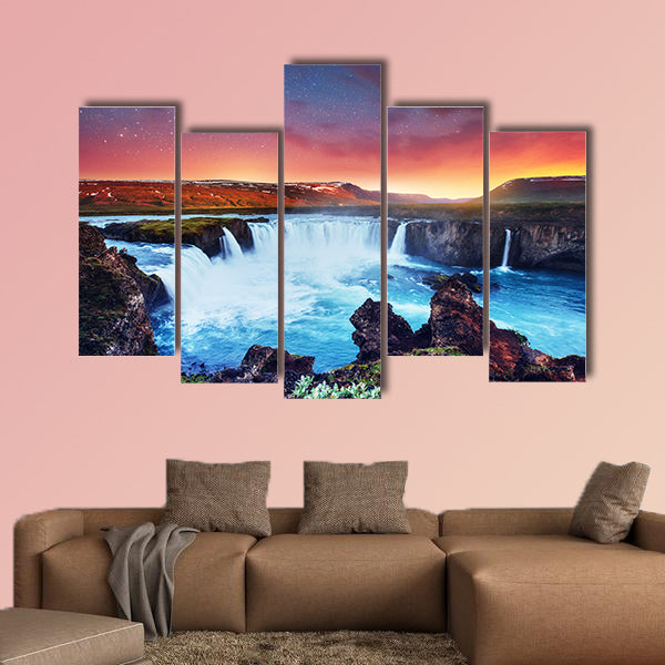 Hodafoss very beautiful Icelandic waterfall multi panel canvas wall art