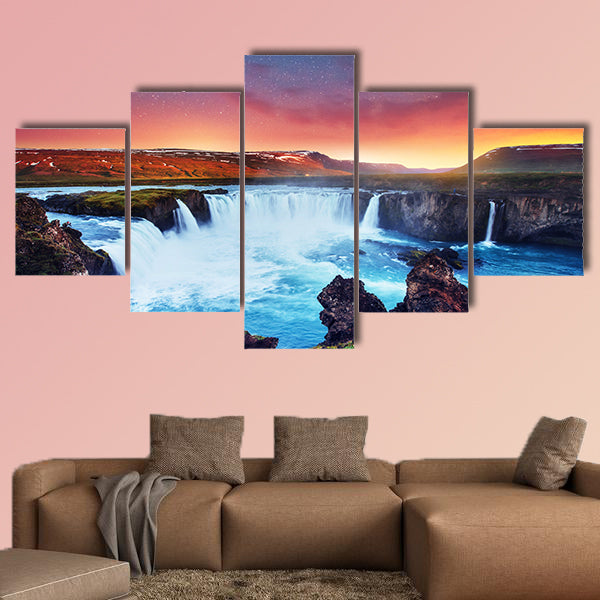 Hodafoss very beautiful Icelandic waterfall multi panel canvas wall art
