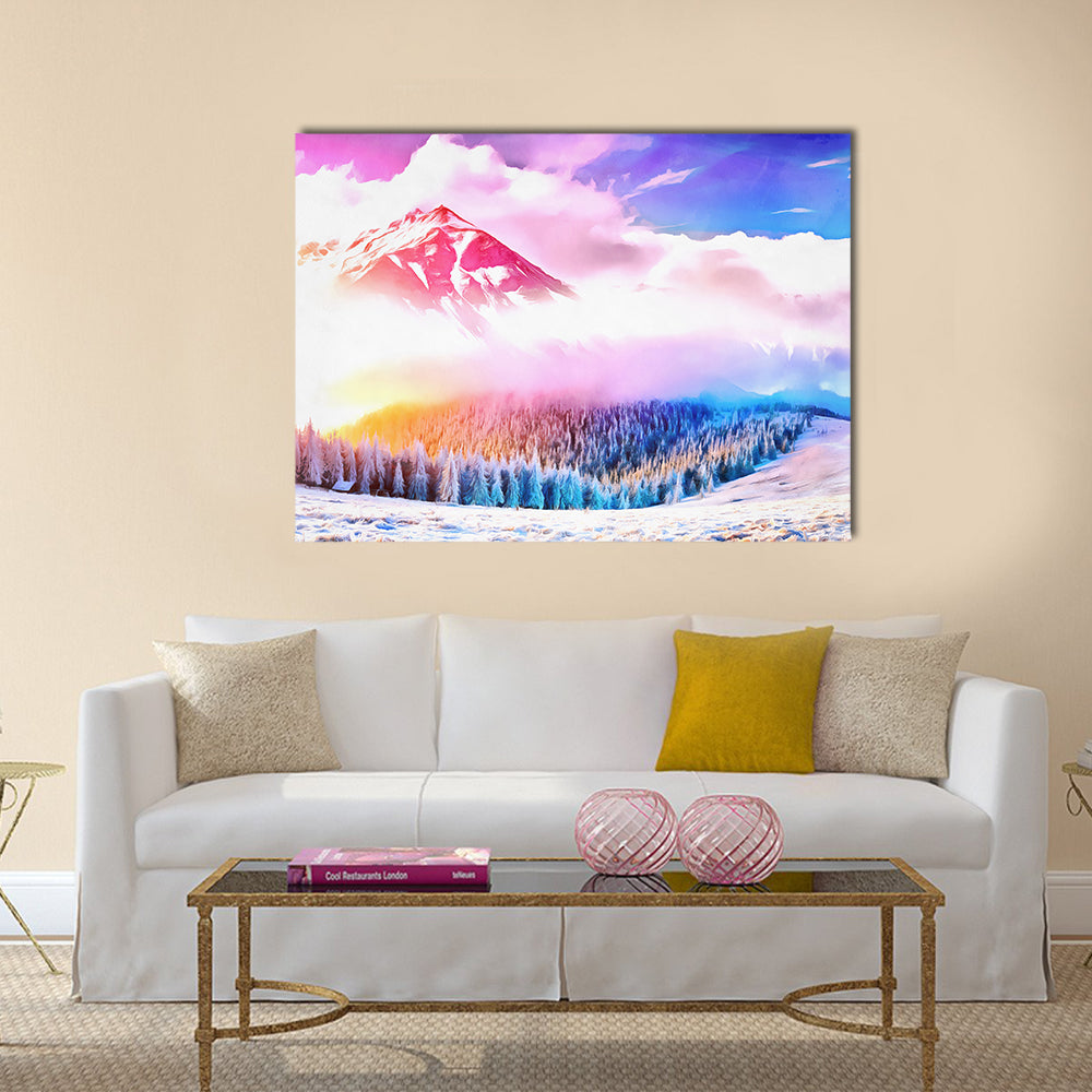 magical winter snow covered tree multi panel canvas wall art