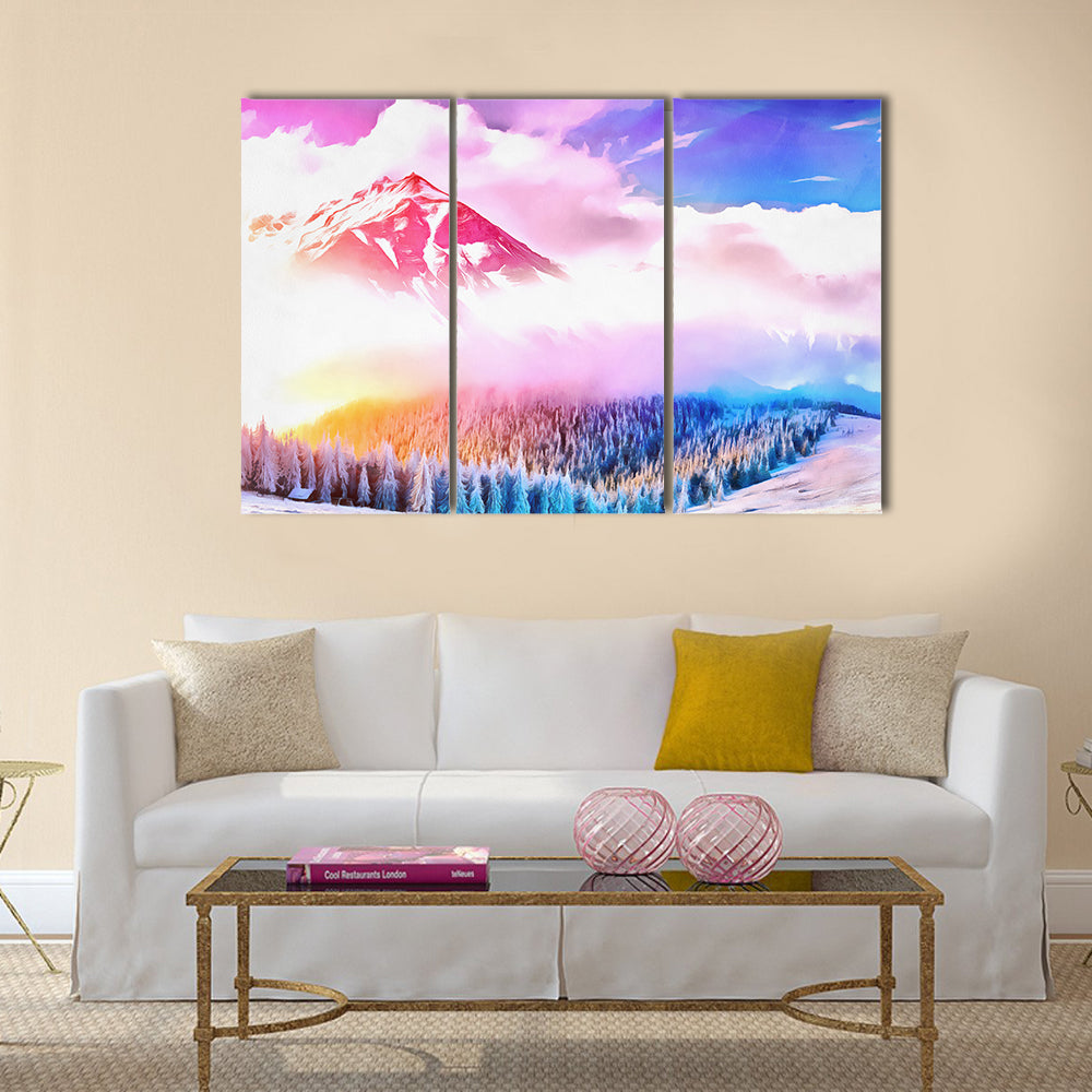 magical winter snow covered tree multi panel canvas wall art