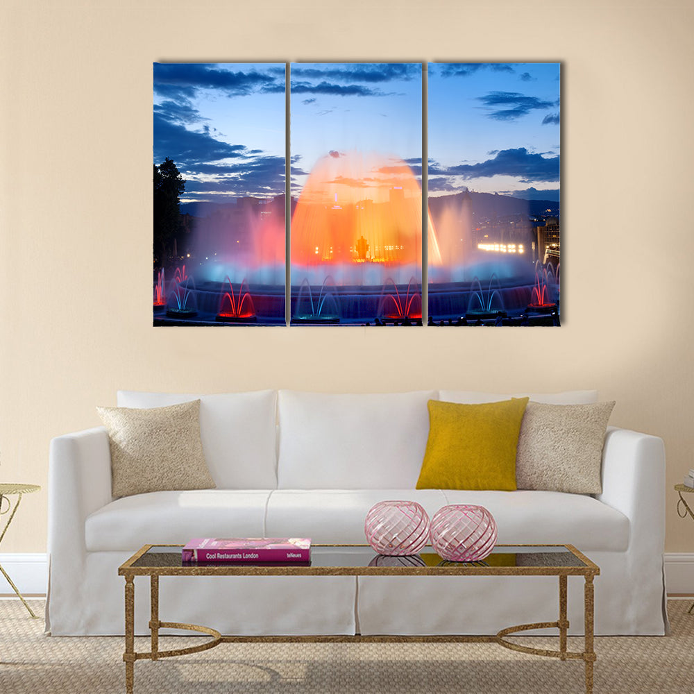 A Very Beautiful View Of A Magic Fountain In Spain Multi Panel Canvas Wall Art