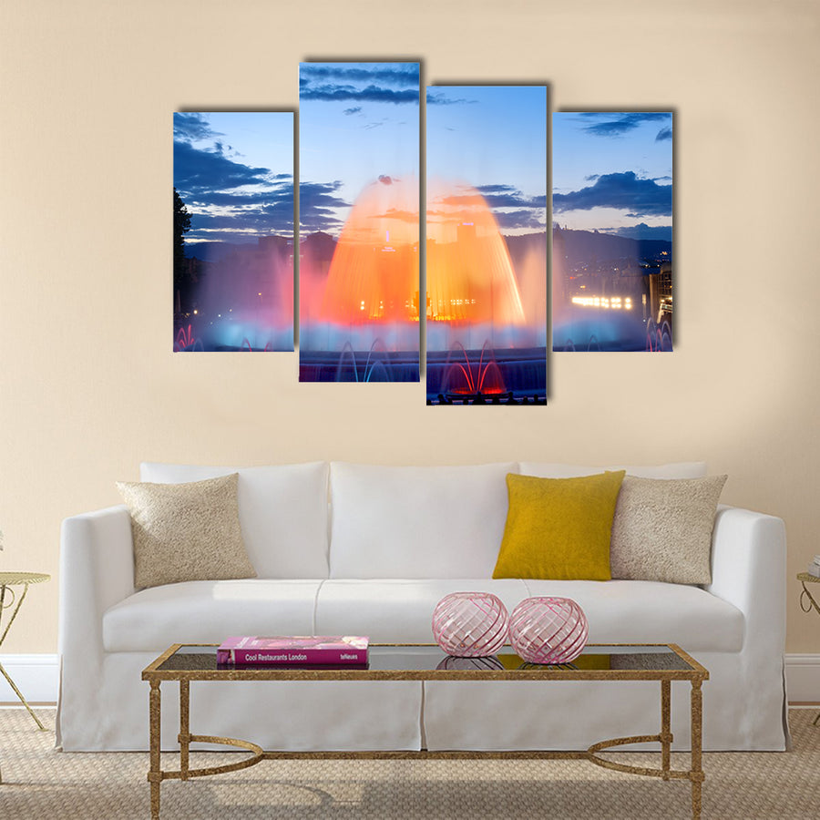 A Very Beautiful View Of A Magic Fountain In Spain Multi Panel Canvas Wall Art