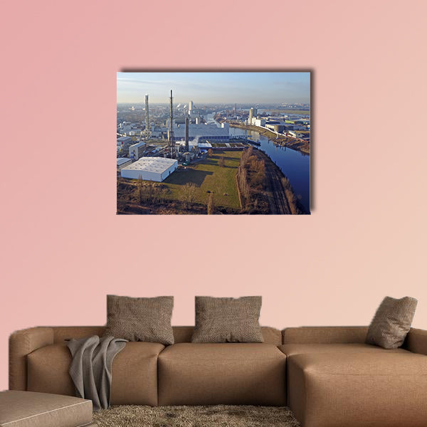 Compo producing fertilizer in the harbour of Krefeld, Germany multi panel canvas wall art