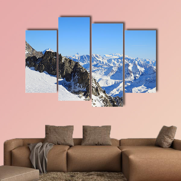 Winter landscape in Alps with Matterhorn an Monte Rosa peaks wall art