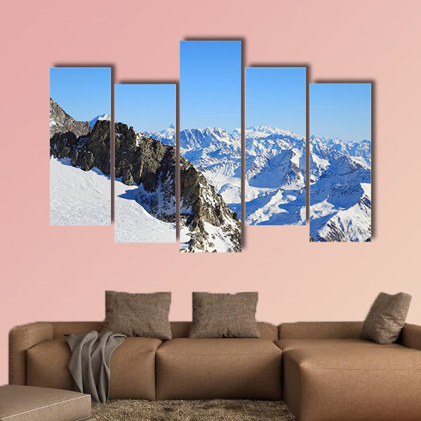 Winter landscape in Alps with Matterhorn an Monte Rosa peaks wall art