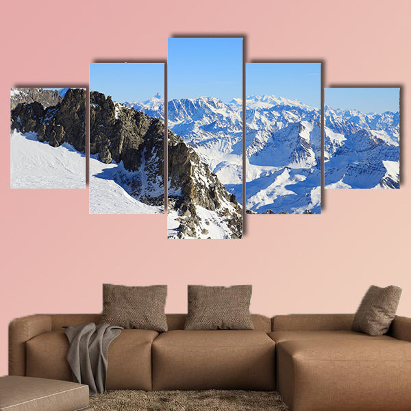 Winter landscape in Alps with Matterhorn an Monte Rosa peaks wall art