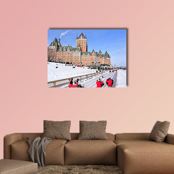 Quebec City in winter, traditional slide descent, Canada wall art