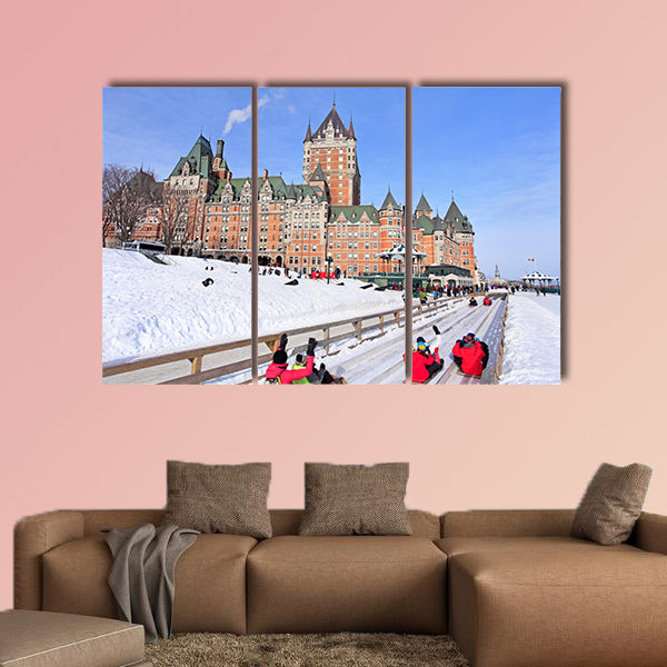 Quebec City in winter, traditional slide descent, Canada wall art