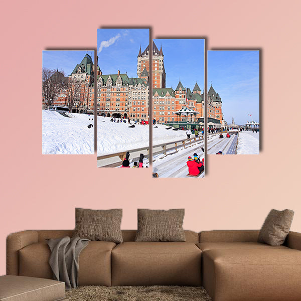 Quebec City in winter, traditional slide descent, Canada wall art