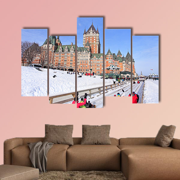 Quebec City in winter, traditional slide descent, Canada wall art