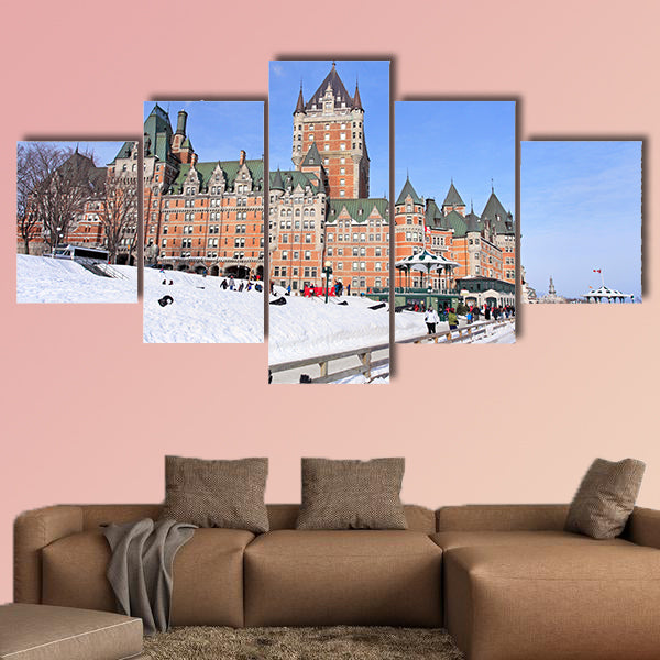 Quebec City in winter, traditional slide descent, Canada wall art