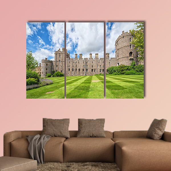 Summer view for castle side towers in Medieval Windsor Castle wall art