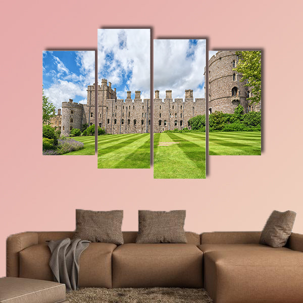Summer view for castle side towers in Medieval Windsor Castle wall art