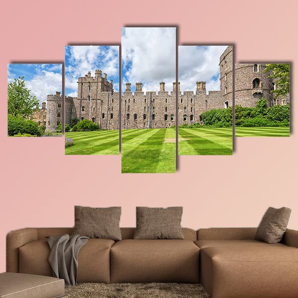 Summer view for castle side towers in Medieval Windsor Castle wall art