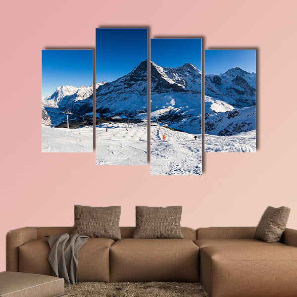 View to the Mountain Eiger, Monch and Jungfrau multi panel canvas wall art