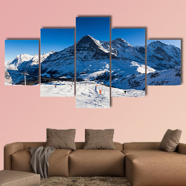 View to the Mountain Eiger, Monch and Jungfrau multi panel canvas wall art