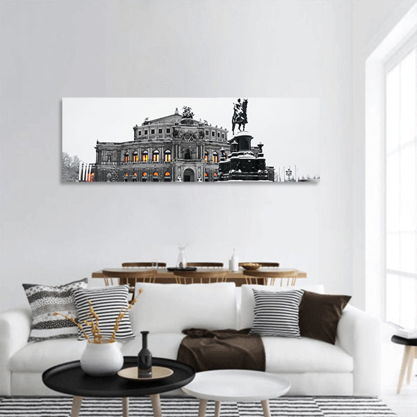 Semperoper in the winter time Panoramic canvas Wall Art