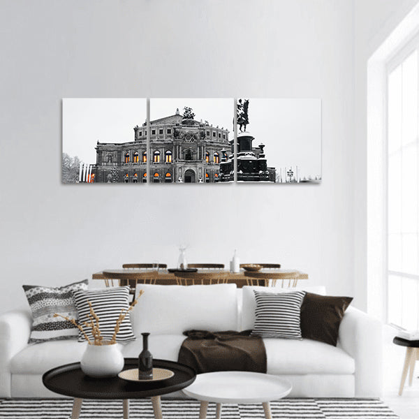Semperoper in the winter time Panoramic canvas Wall Art
