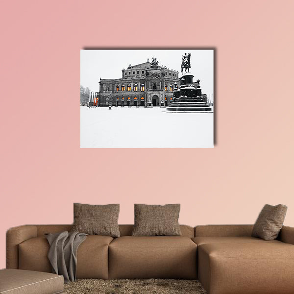 Semperoper in the winter time multi panel canvas wall art
