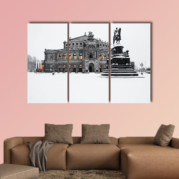 Semperoper in the winter time multi panel canvas wall art