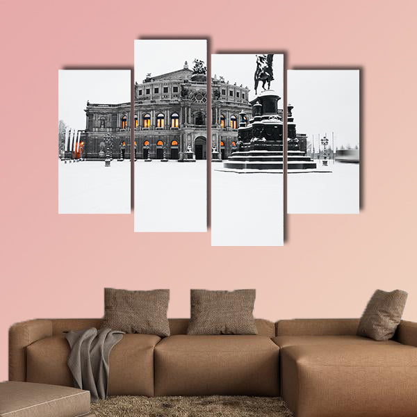 Semperoper in the winter time multi panel canvas wall art
