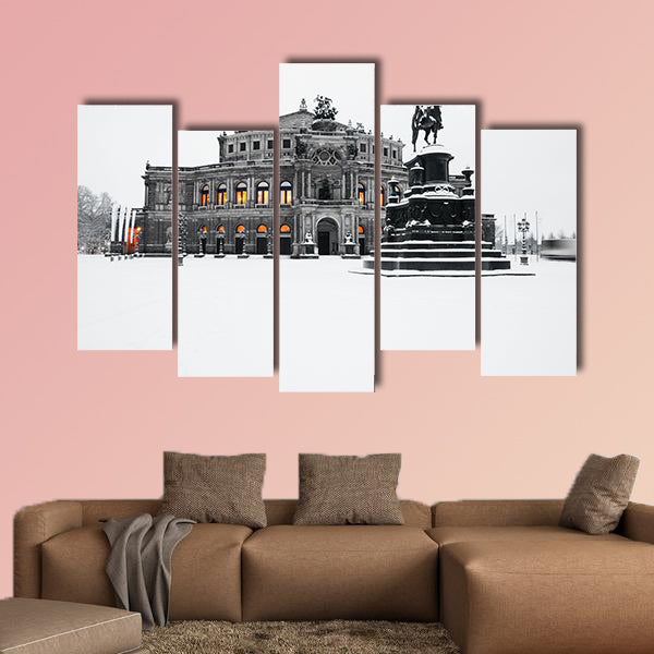 Semperoper in the winter time multi panel canvas wall art