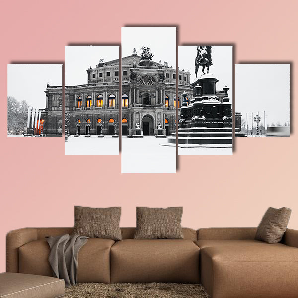 Semperoper in the winter time multi panel canvas wall art