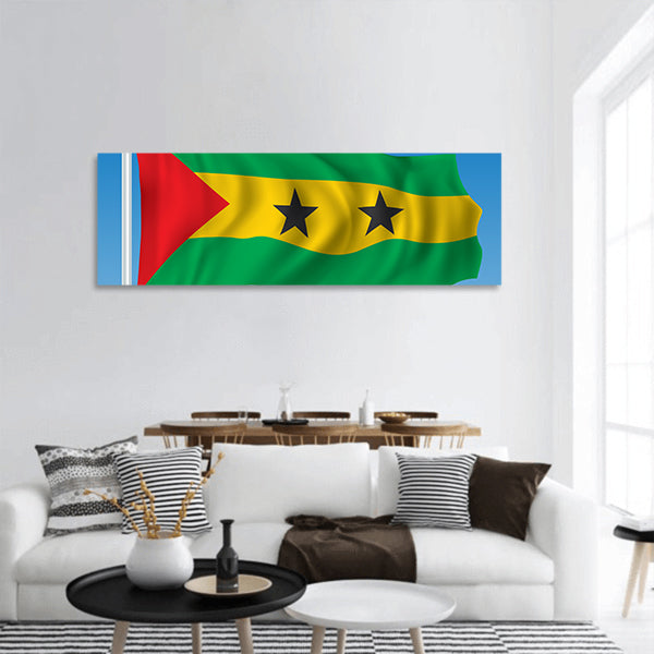 Flag of Sao Tome and Principe panoramic canvas wall art