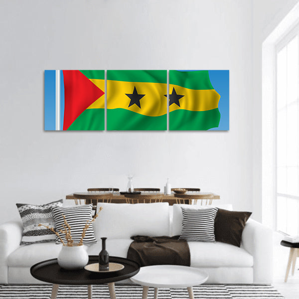 Flag of Sao Tome and Principe panoramic canvas wall art