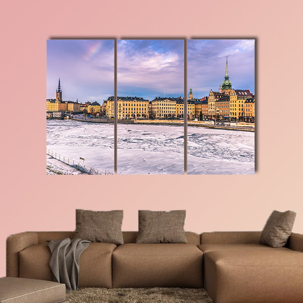 Panorama of the old town of Stockholm multi panel canvas wall art