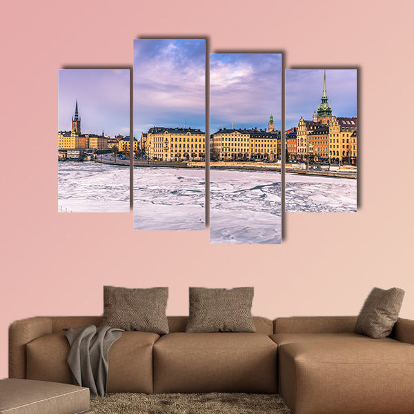 Panorama of the old town of Stockholm multi panel canvas wall art