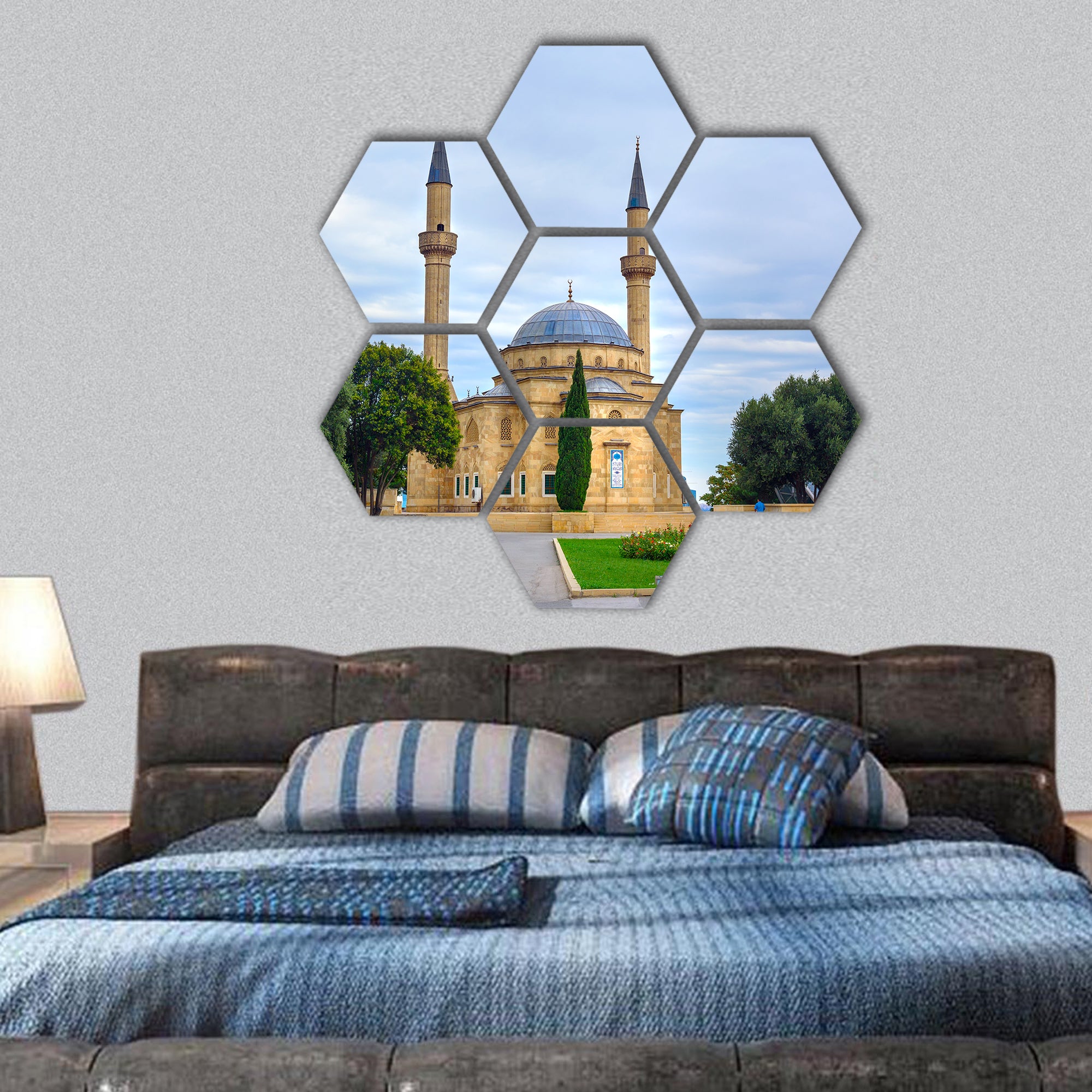 Mosque of the Martyrs or Turkish Mosque,  Azerbaijan hexagonal canvas wall art