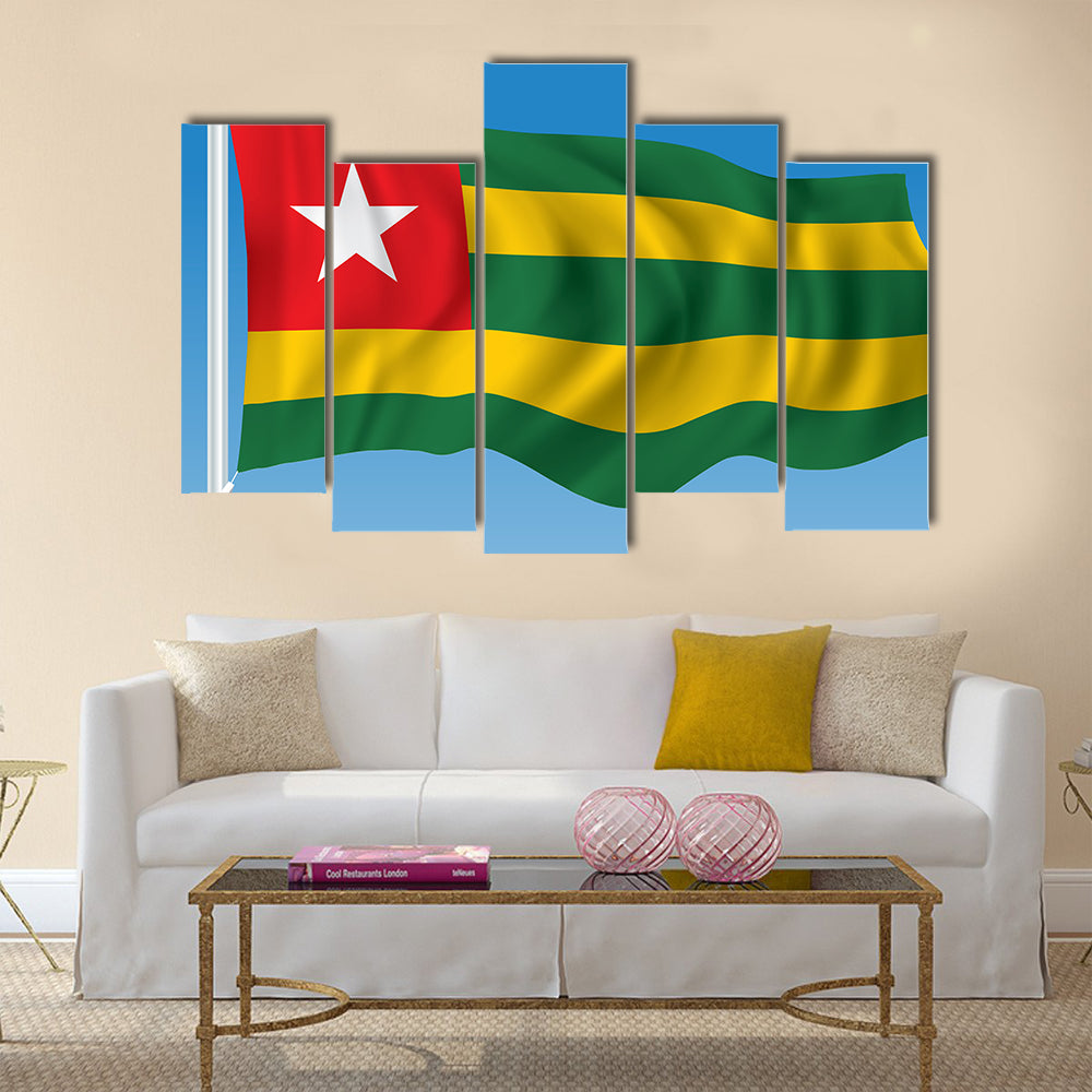 Flag of Togo - vector illustration Multi panel canvas wall art