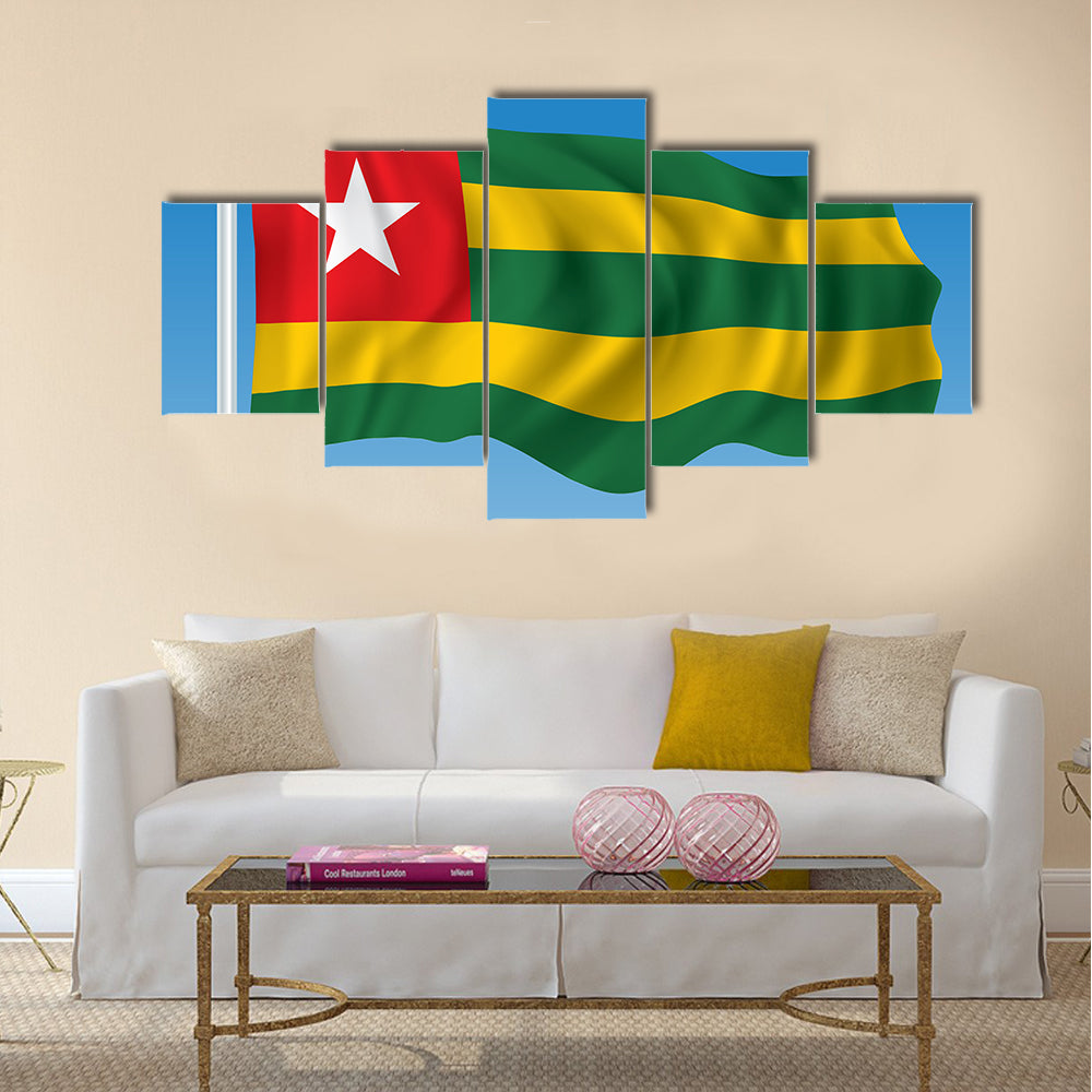 Flag of Togo - vector illustration Multi panel canvas wall art