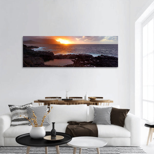 The pools are sinkholes surrounded by lava rock Hawaii panoramic canvas wall art